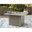 Bowery Hill Beige Square Outdoor Fire Pit Table with 50000 BTU Burner