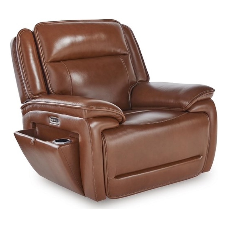 Bowery Hill Brown Leather Power Recliner with Zero-Gravity Recline
