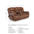 Bowery Hill Brown Leather Power Reclining Loveseat with Console