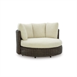 Bowery Hill Brown Outdoor Wicker Swivel Lounge Chair with Cushion