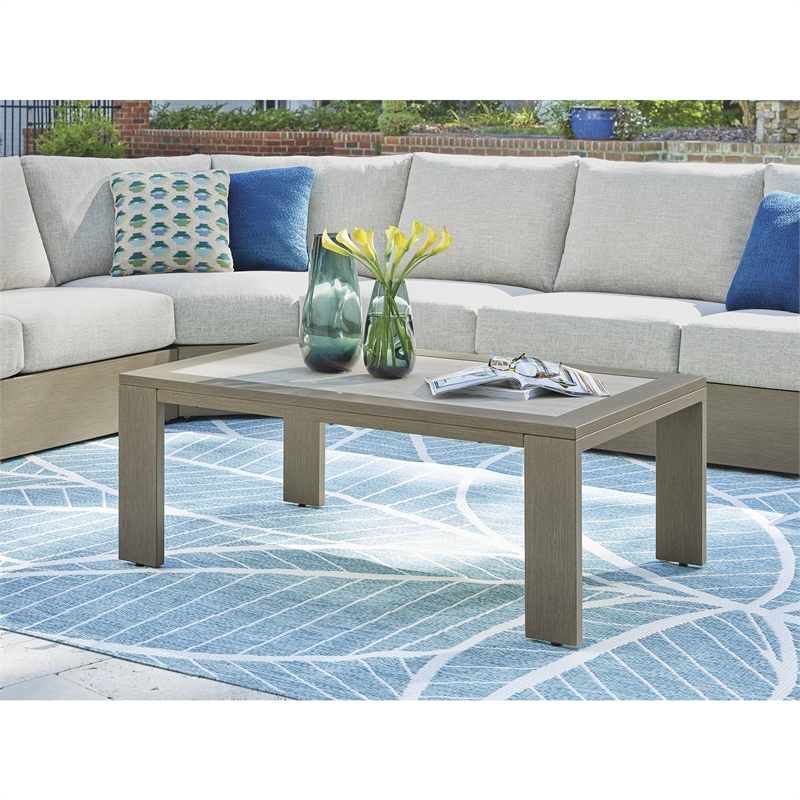 Bowery Hill Brown Outdoor Coffee Table with Sintered Stone Top