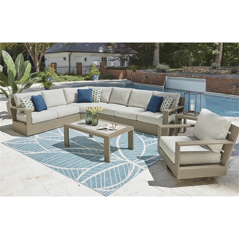 Bowery Hill Brown Outdoor Coffee Table with Sintered Stone Top