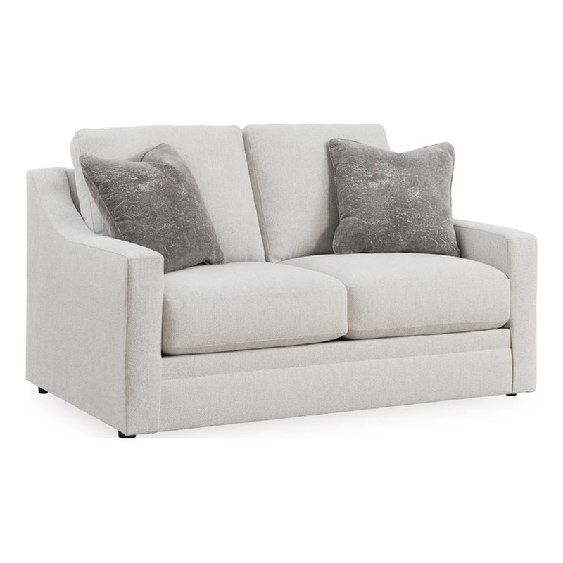 Bowery Hill Beige Loveseat with Reversible Cushions and Pillows