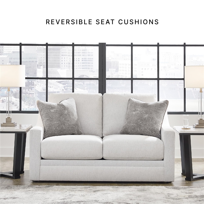 Bowery Hill Beige Loveseat with Reversible Cushions and Pillows