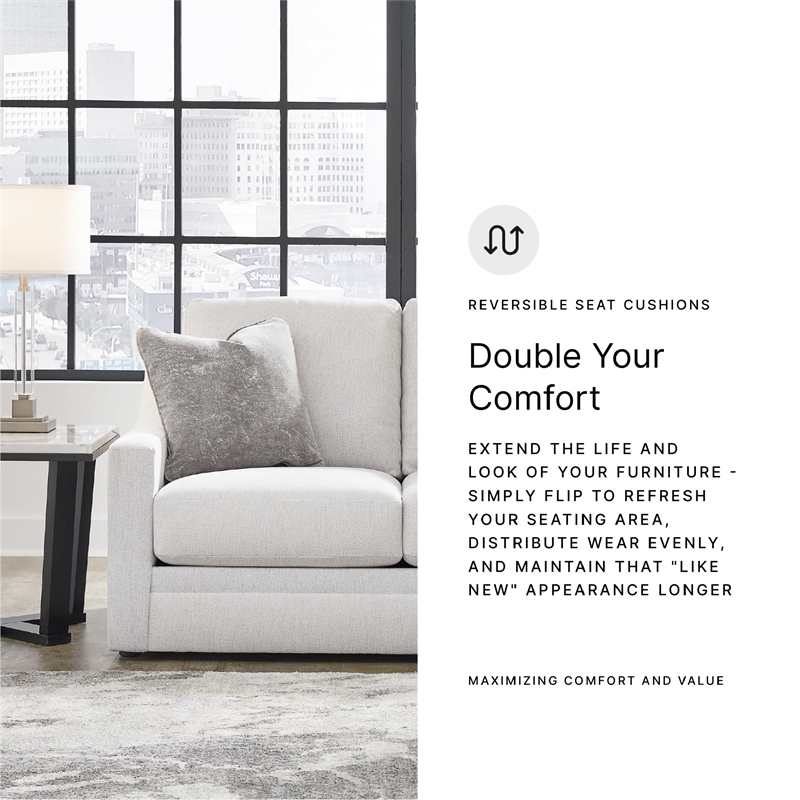 Bowery Hill Beige Loveseat with Reversible Cushions and Pillows