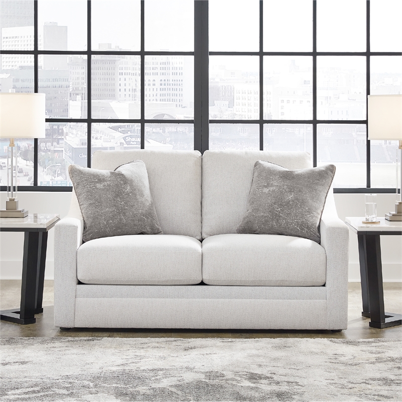 Bowery Hill Beige Loveseat with Reversible Cushions and Pillows