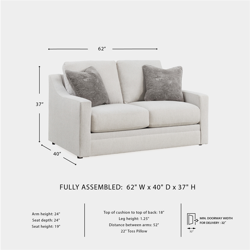 Bowery Hill Beige Loveseat with Reversible Cushions and Pillows