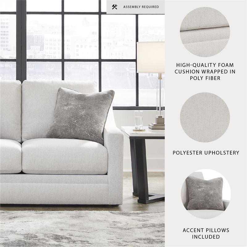 Bowery Hill Beige Loveseat with Reversible Cushions and Pillows