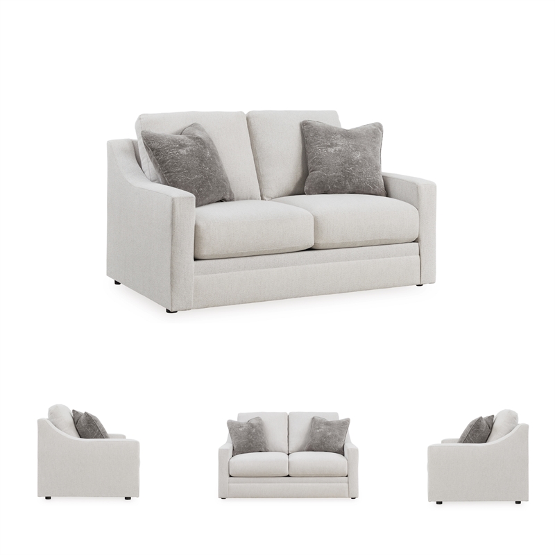 Bowery Hill Beige Loveseat with Reversible Cushions and Pillows
