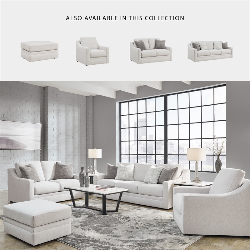 Bowery Hill Beige Loveseat with Reversible Cushions and Pillows
