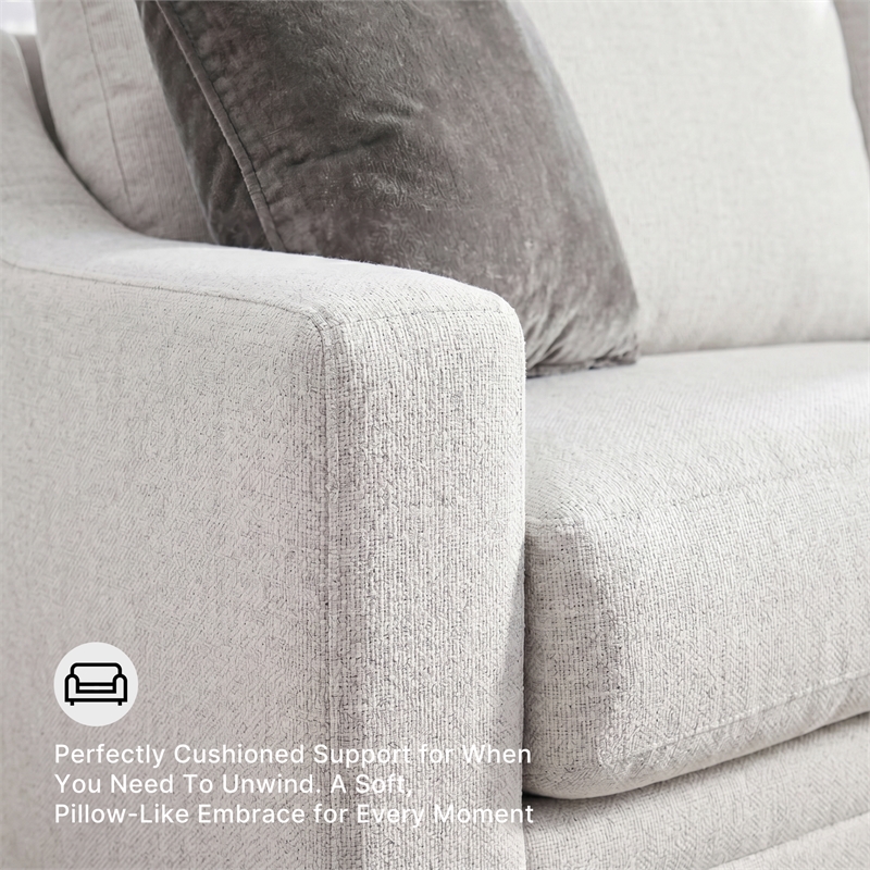 Bowery Hill Beige Loveseat with Reversible Cushions and Pillows