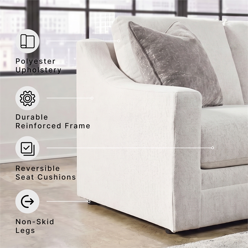 Bowery Hill Beige Loveseat with Reversible Cushions and Pillows