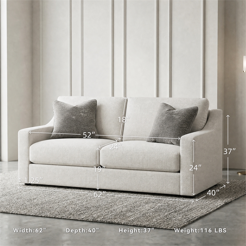 Bowery Hill Beige Loveseat with Reversible Cushions and Pillows