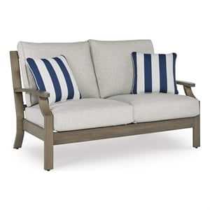 Bowery Hill Brown Outdoor Loveseat with Soft Nuvella Cushions