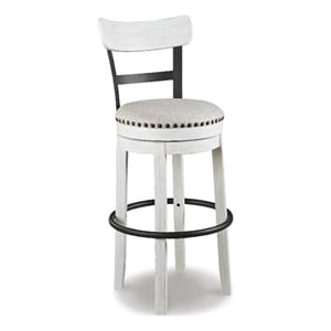 Bowery Hill Tall Swivel Barstool with Nailhead Trim in Beige & White