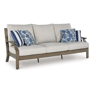 Bowery Hill Brown Outdoor Patio Sofa with Soft Nuvella Cushions