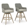 Bowery Hill Set of 2 Light Gray Outdoor Wicker Swivel Barstools