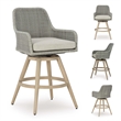 Bowery Hill Set of 2 Light Gray Outdoor Wicker Swivel Barstools
