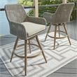 Bowery Hill Set of 2 Light Gray Outdoor Wicker Swivel Barstools