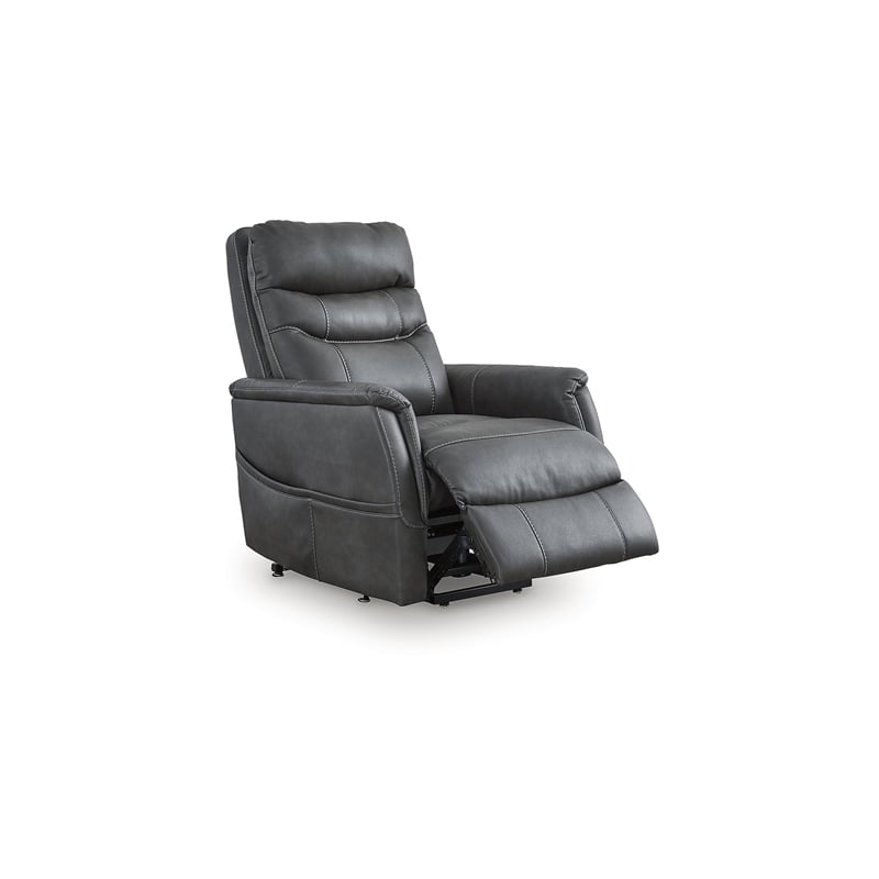 Bowery Hill Black Faux Leather Power Lift Recliner with Massage