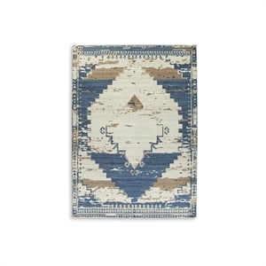 Bowery Hill Blue 10' x 14' Distressed Medallion Boho Area Rug