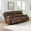 Bowery Hill Brown Leather Power Reclining Sofa with Zero-Gravity