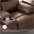 Bowery Hill Brown Leather Power Reclining Loveseat with Console