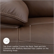 Bowery Hill Brown Leather Power Reclining Loveseat with Console
