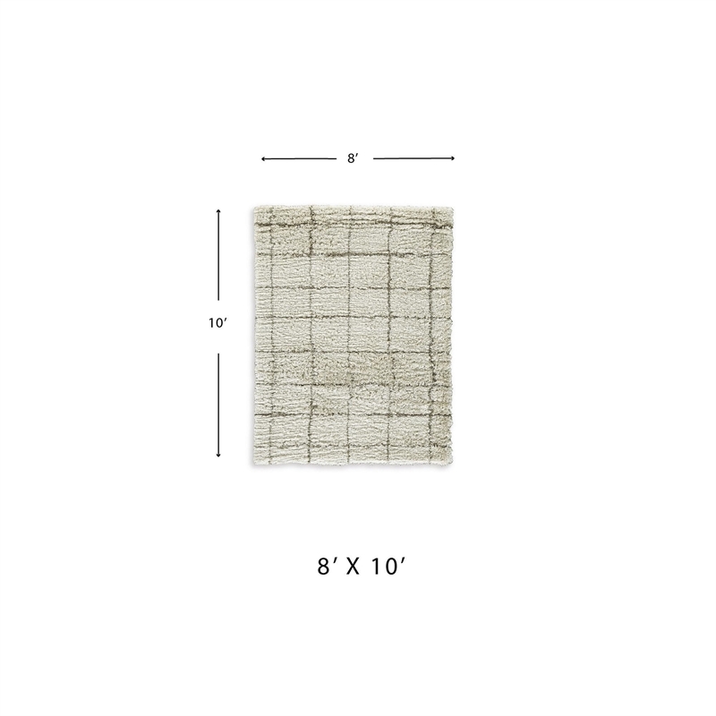 Bowery Hill Beige 8' x 10' Plush Shag Area Rug with 50mm Pile
