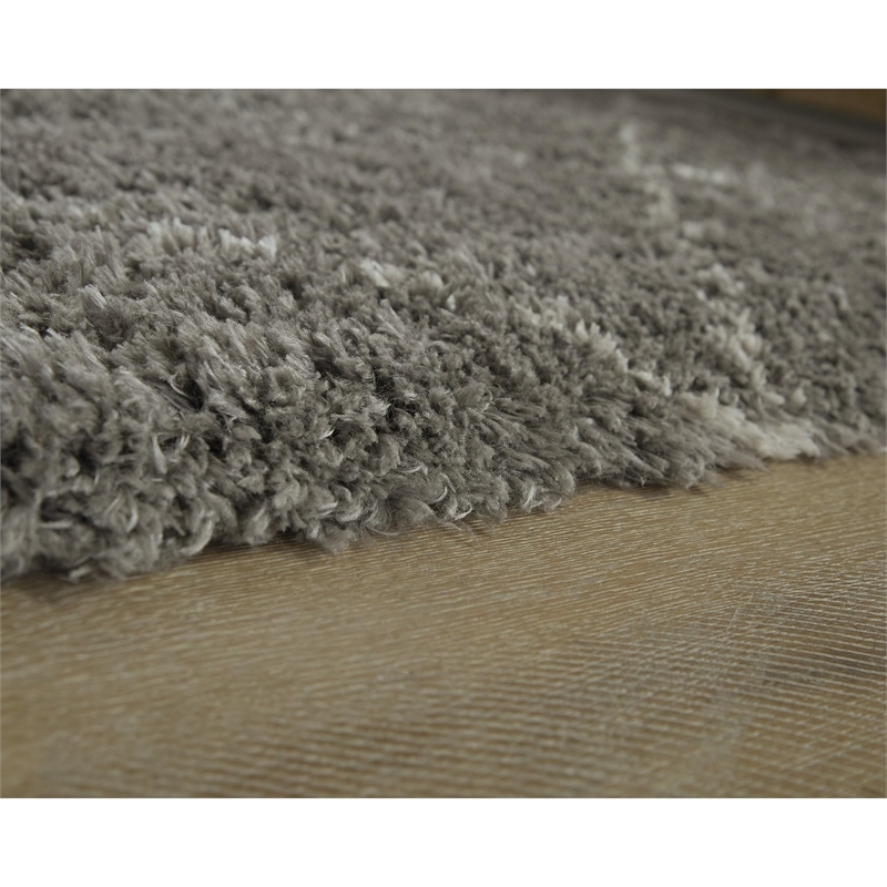 Bowery Hill Gray 8' x 10' Plush Shag Area Rug with 50mm Pile