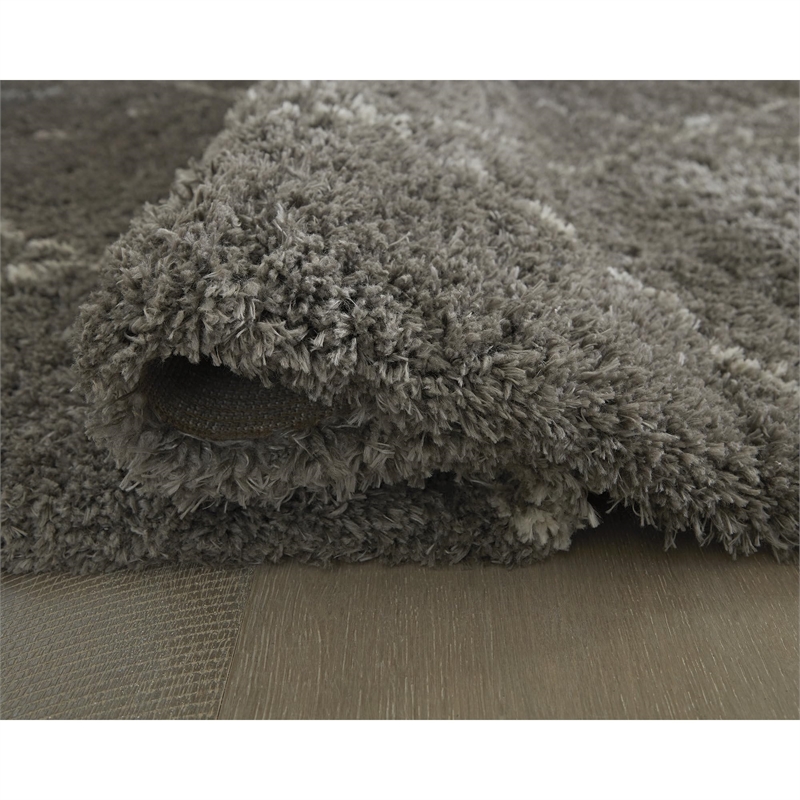 Bowery Hill Gray 8' x 10' Plush Shag Area Rug with 50mm Pile