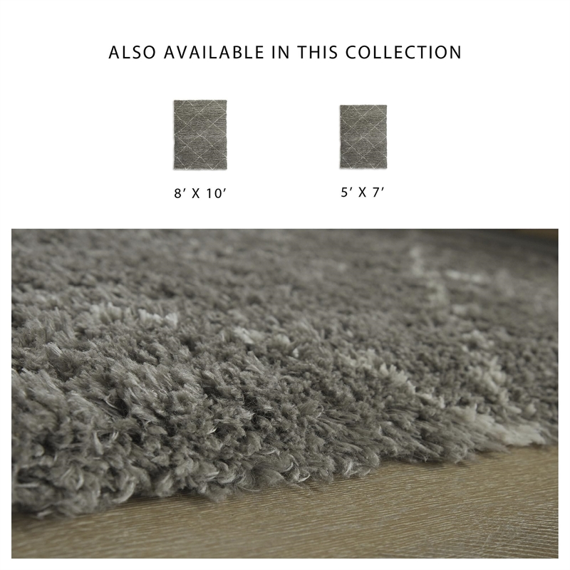 Bowery Hill Gray 8' x 10' Plush Shag Area Rug with 50mm Pile