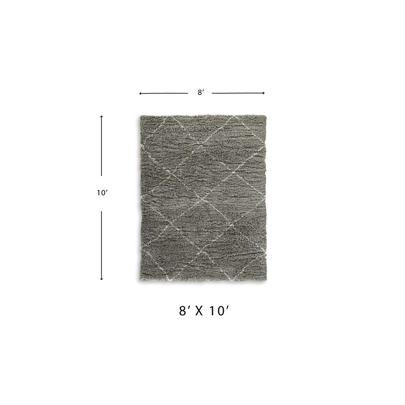 Bowery Hill Gray 8' x 10' Plush Shag Area Rug with 50mm Pile