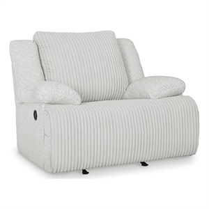 Bowery Hill Whitewash Corduroy Rocker Recliner with Accent Pillows
