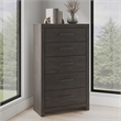 Bowery Hill Dark Gray 5-Drawer Chest with Large Black Handles