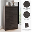 Bowery Hill Dark Gray 5-Drawer Chest with Large Black Handles