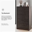 Bowery Hill Dark Gray 5-Drawer Chest with Large Black Handles
