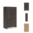 Bowery Hill Dark Gray 5-Drawer Chest with Large Black Handles