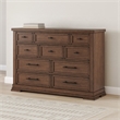 Bowery Hill Brown 10-Drawer Dresser with Picture Frame Detailing