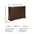 Bowery Hill Brown 10-Drawer Dresser with Picture Frame Detailing
