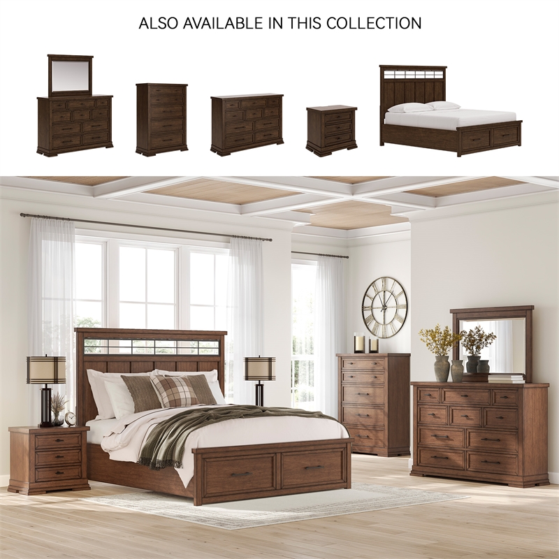 Bowery Hill Brown 10-Drawer Dresser with Picture Frame Detailing