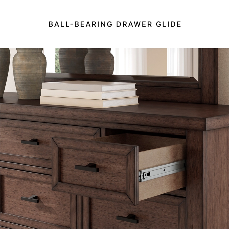 Bowery Hill Brown 10-Drawer Dresser with Picture Frame Detailing
