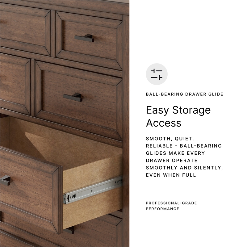 Bowery Hill Brown 10-Drawer Dresser with Picture Frame Detailing