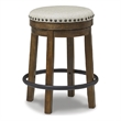 Bowery Hill Upholstered Swivel Stool with Footrest in Beige & Brown