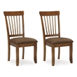 Bowery Hill Set of 2 Brown Upholstered Spindle Back Dining Chairs