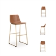 Bowery Hill Brown and Gold Upholstered Bucket Barstool