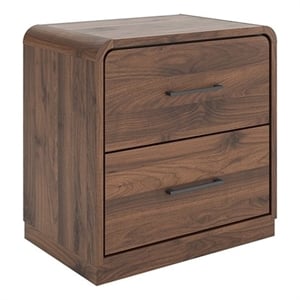 Bowery Hill Brown 2-Drawer Nightstand with a Rounded Walnut Top