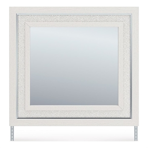 Bowery Hill White Bedroom Mirror with Glitter and Chrome Accents