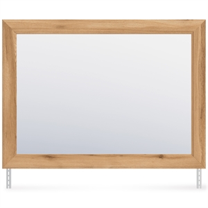 Bowery Hill Brown Bedroom Mirror with a Warm Oak Grain Finish