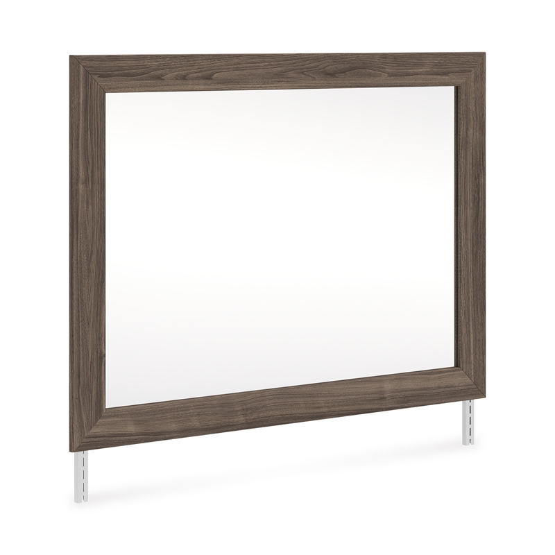 Bowery Hill Brown Bedroom Mirror with Replicated Walnut Grain